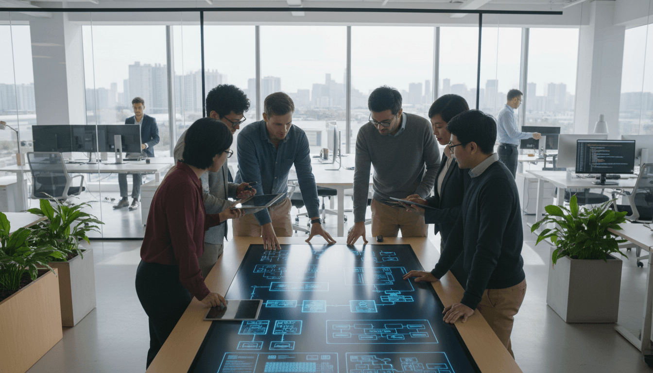 Technology team collaborating on consulting project