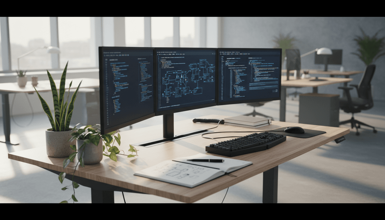 Software developer at workstation